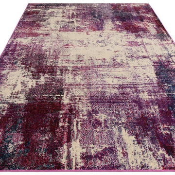 Colores Cloud CO08 Magenta Modern Abstract Durable Easy-Care Low Profile Ribbed Short Pile Magenta Purple/Cream Rug-Asiatic Carpets-Rug Love - The Most Loved Rug Store